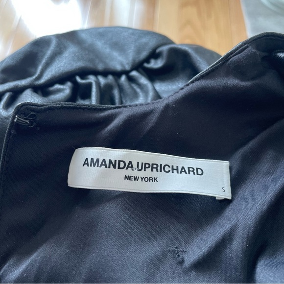 Amanda Uprichard Clifton Black Faux Leather Ruched Keyhole Back Mini Dress EUC S - Picture 8 of 10